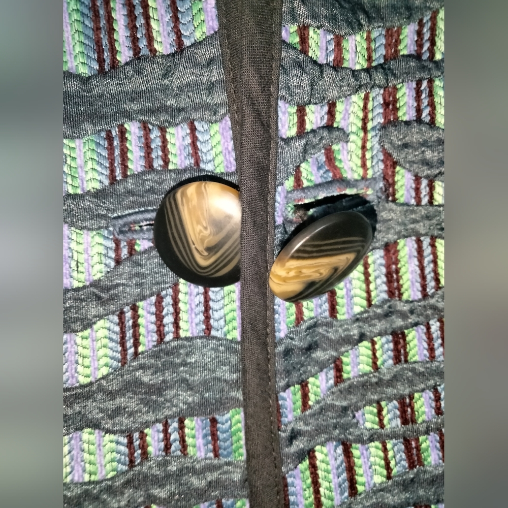 Trimdin (Size L/XL) Multicolored Tapestry Pattern 1-Button LS Reversible Jacket - Picture 11 of 16